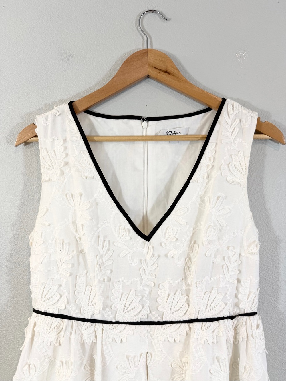 Anthropologie Wolven Tilly Dress Size SP White Black Fit & Flare Embroidered - Picture 2 of 10